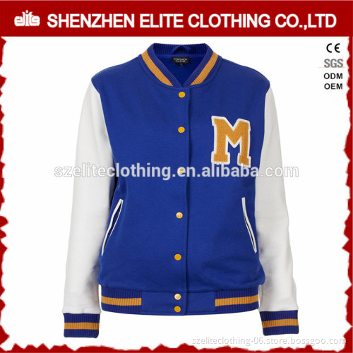 blue white embroidered wool bomber jacket for women with patches